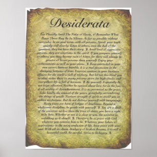 Desideratadikt på antikt stilpapper poster