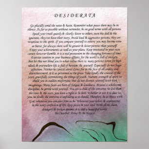 Desideratadikt vid det max Ehrmann vattenfärgberg Poster
