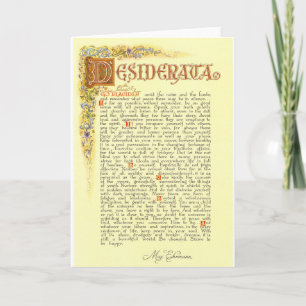 Desideratadikt vid max Ehrmann Kort