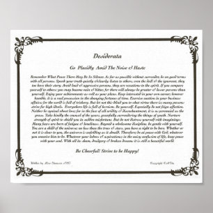 Desideratadikt vid max Ehrmann Poster