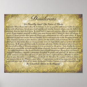 DESIDERATAPoem=Max Ehrmann=Antique tapet Poster