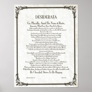 DESIDERATAPoem=Max Ehrmann=Parchment samling Poster