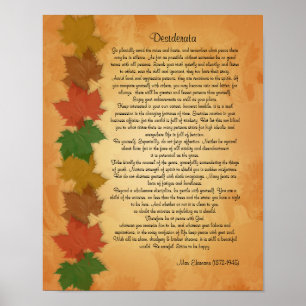 Desiderataprosa på höst löv bakgrund poster