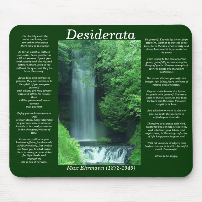 DESIDERATAvattennedgång Mousepad Musmatta (Framsidan)