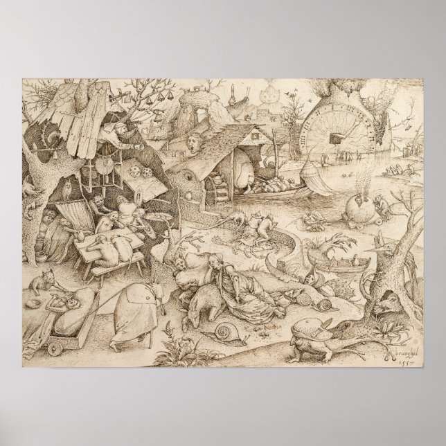 Desidia (Sloth) av Pieter Bruegel the Elder Poster (Framsidan)