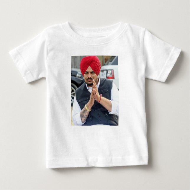 Desigener Baby T-Shirt with Sidhu Moose Wala Photo (Framsida)