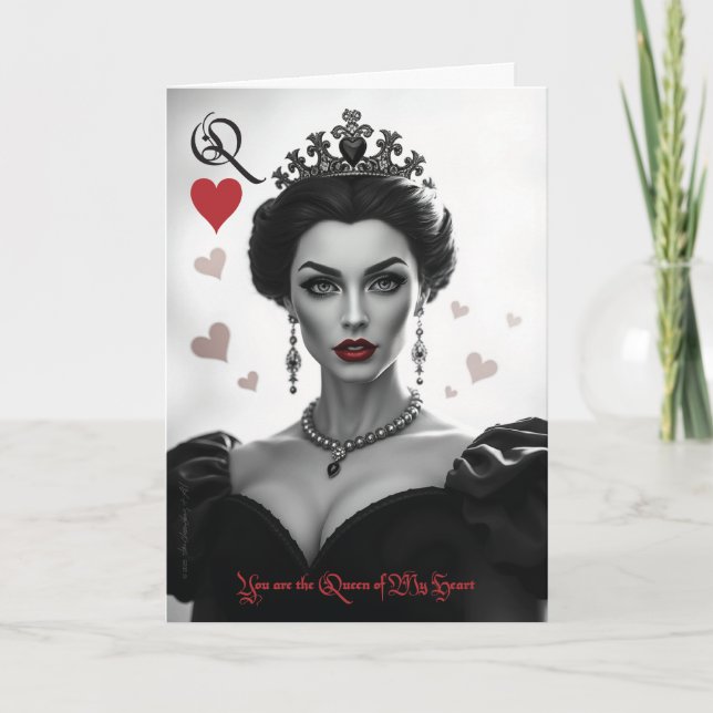 Design 02 Queen of My Heart Valentine Card Inbjudan (Framsida)