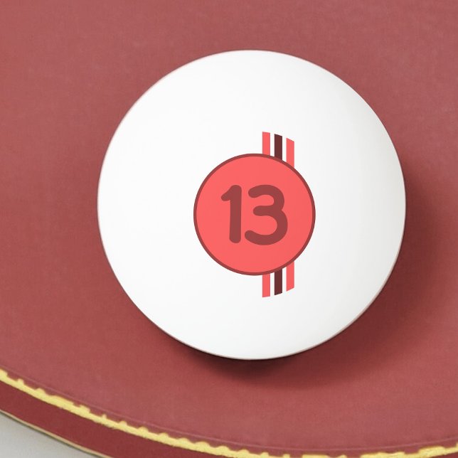 Design 13 i rött på korallrött med rand pingisboll (Skapare uppladdad)