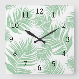 Design 165 Grönt handflatan lövs Fyrkantig Klocka