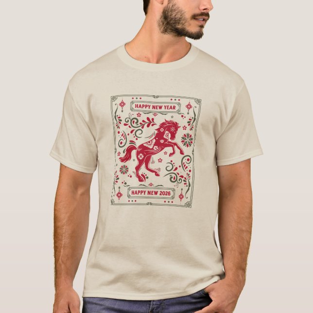 Design 2026 Chinese New Year in red T Shirt (Framsida)