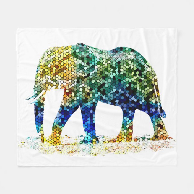 Design 36 Mosaic Elephant Fleecefilt (Framsidan (Horisontell))