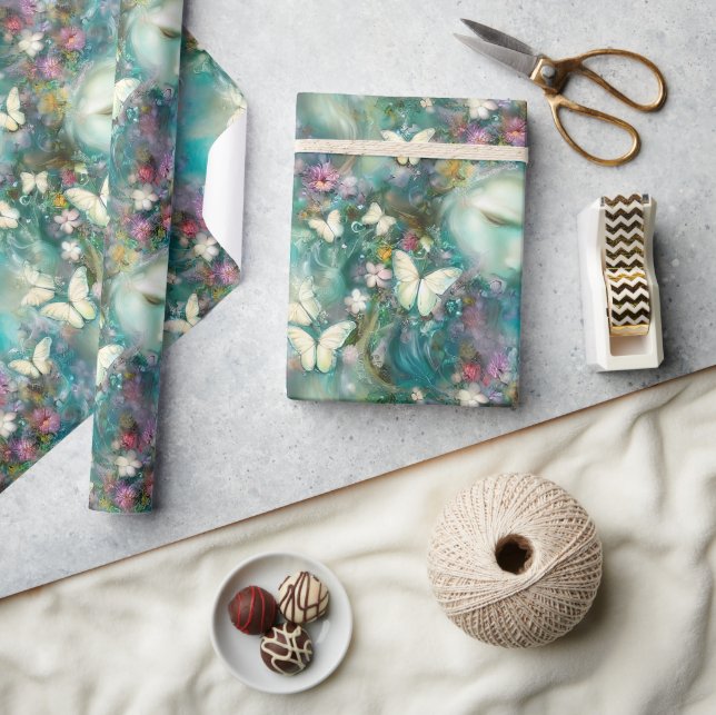 Design 3 för en mystisk fjärilserie presentpapper (Hantverk)