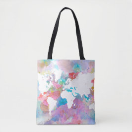 Design 48 World map rosa blue Tygkasse