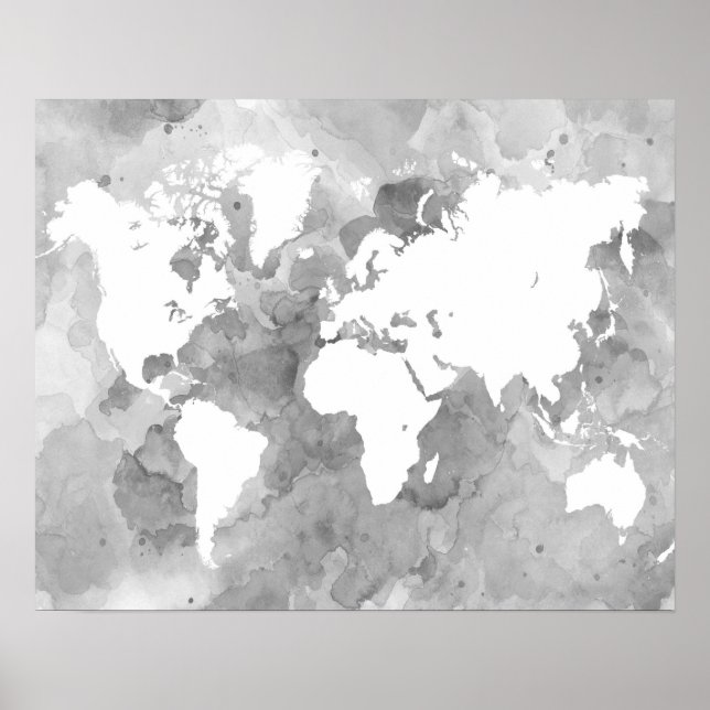 design 49 Grått World Map Poster (Framsidan)