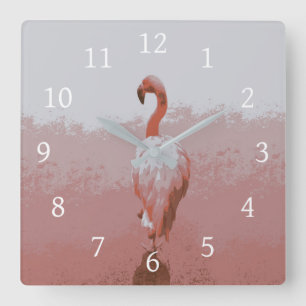 Design 60 flamingo-fågel fyrkantig klocka