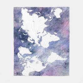 Design 65 blå världskarta fleecefilt