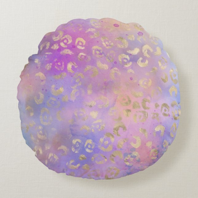 Design 8 Pouf för Leopard Paint Series Rund Kudde (Framsidan)