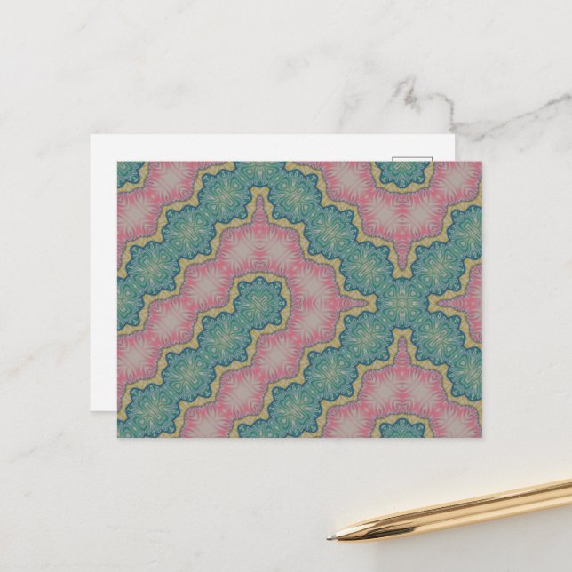 Design Abstrakt för Grönt av vykort för Rosa (Fram/Back In Situ)