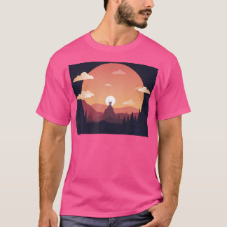 Design Art Backe Liggande liggande Orange Nackfall T Shirt