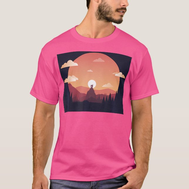 Design Art Backe Liggande liggande Orange Nackfall T Shirt (Framsida)