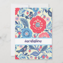 design av folkfåglar och jordgubbar