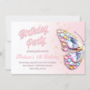 design av gems butterfly Birthday-inbjudan Inbjudningar