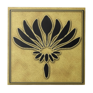 Design av keramiska plattor i Art Deco-Blommigten. Kakelplatta