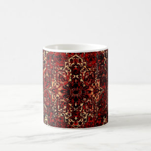 Design av orientaliskt matta i röd mörk kaffemugg