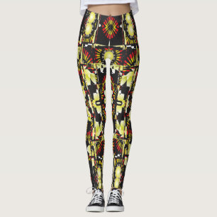 Design Blommor Boxade Spegel Leggings