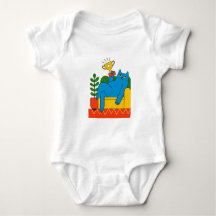 Design - Blue Cat Trophy Lounger - T-Shirt Baby 