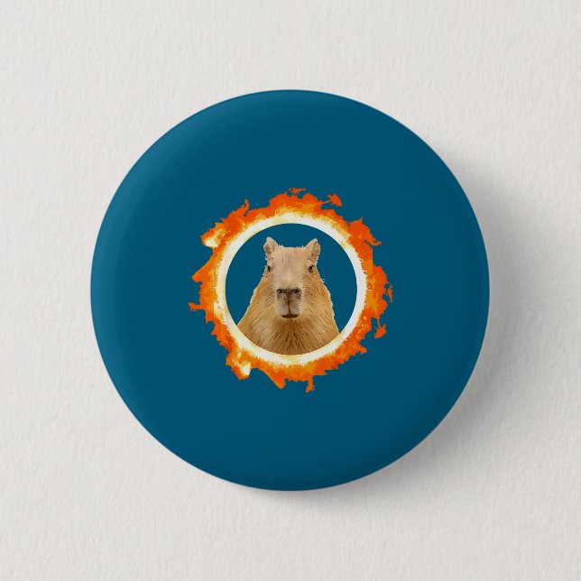 Design Capybara Eclipse Meme Sol Djur Knapp (Framsida)