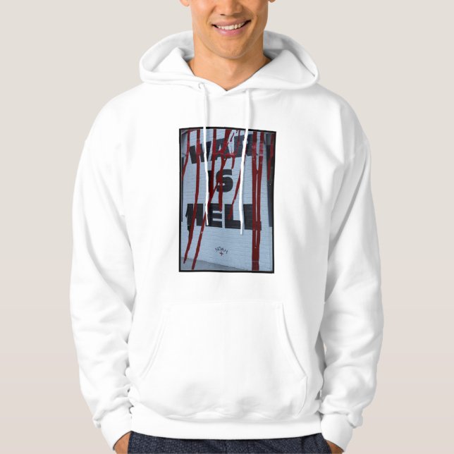 Design com Protesto Visual Urbano War is Hell  Hoodie (Framsida)