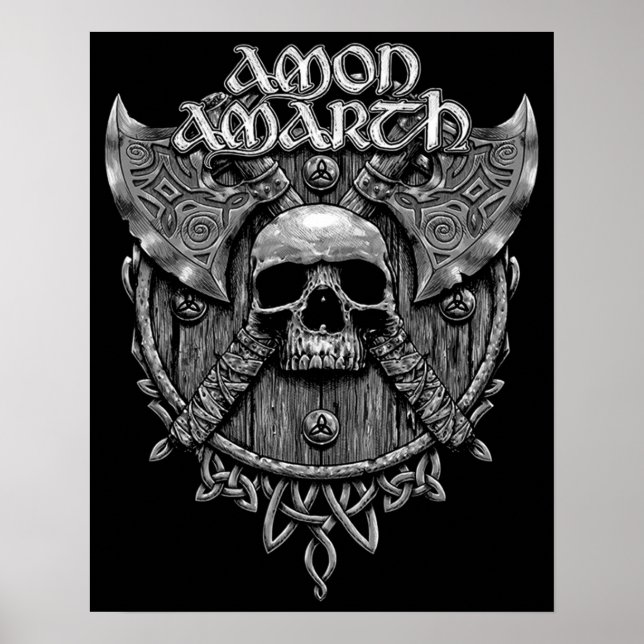 Design Coola för Amon Amarth Band Sten Grått Skull Poster (Framsidan)