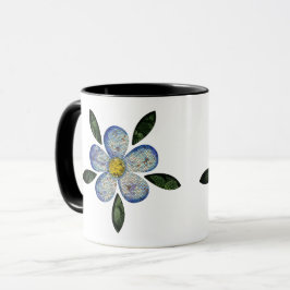 Design de Flor Pixelada com Folhas Esverdeadas Mugg