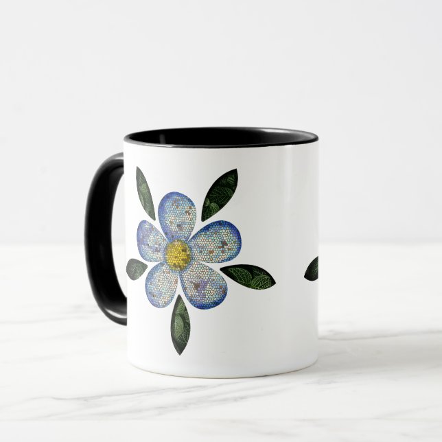 Design de Flor Pixelada com Folhas Esverdeadas Mugg (Framsida vänster)