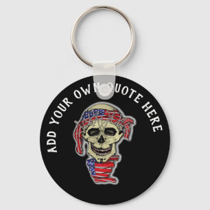 Design egen gotisk Skull American Flagga Nyckelring
