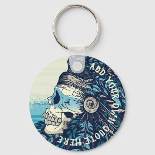 Design egen gotisk Skull Native Indian Nyckelring
