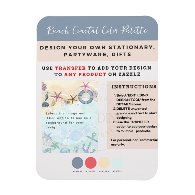 Design Egen Strand Kustnära Marin Magnet (Vertikal)