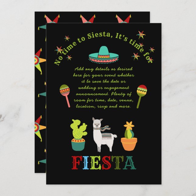 Design Egna FIESTA Folk Art Bröllop Möhippa Inbjudningar (Fram/baksida)