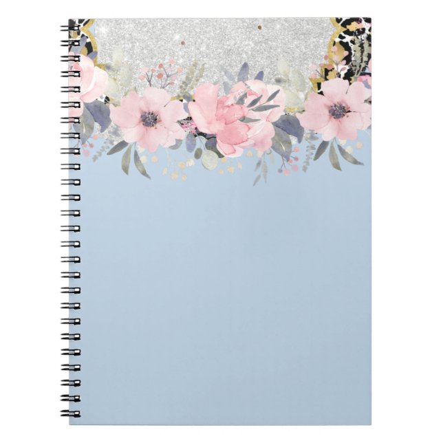 Design Egna Söt Girly Rosa Blommigt Stationery Anteckningsbok (Framsidan)