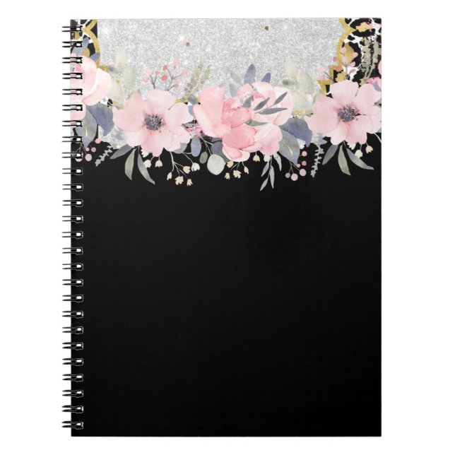Design Egna Söt Girly Rosa Blommigt Stationery Anteckningsbok (Framsidan)