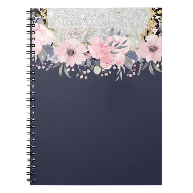 Design Egna Söt Girly Rosa Blommigt Stationery Anteckningsbok (Framsidan)