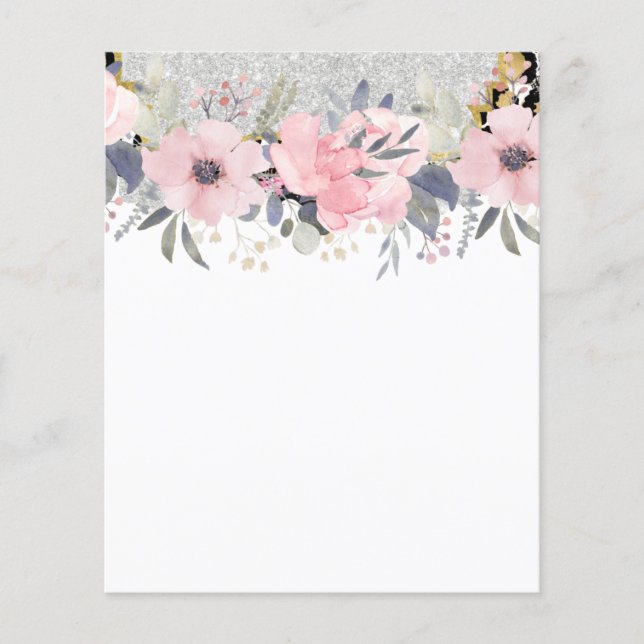 Design Egna Söt Girly Rosa Blommigt Stationery Flygblad (Framsidan)