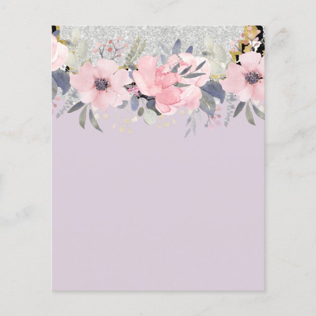 Design Egna Söt Girly Rosa Blommigt Stationery Flygblad (Framsidan)