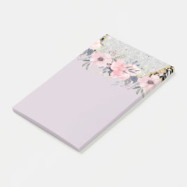 Design Egna Söt Girly Rosa Blommigt Stationery Post-it Block