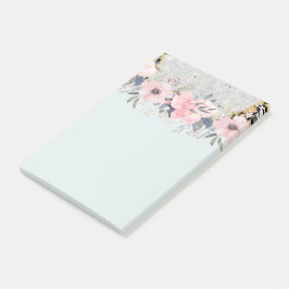 Design Egna Söt Girly Rosa Blommigt Stationery Post-it Block