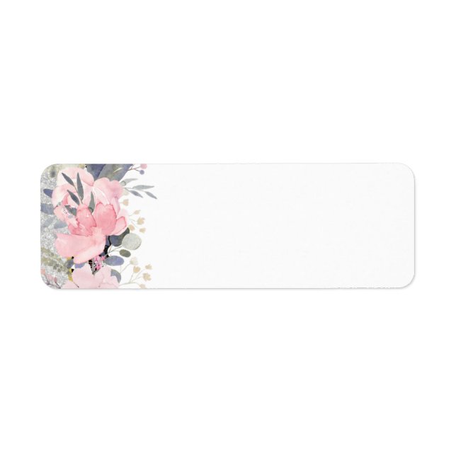 Design Egna Söt Girly Rosa Blommigt Stationery Returadress Etikett (Framsidan)