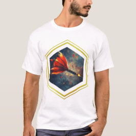 Design fléchette feu spatial cadre doré stylé t shirt