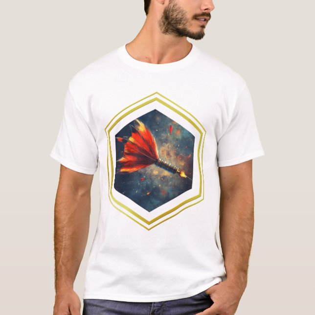 Design fléchette feu spatial cadre doré stylé t shirt (Framsida)
