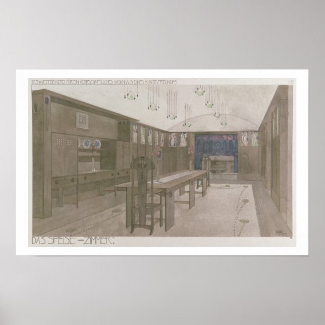 Design for a Dining Room, 1901 (färg litho) Poster (Framsidan)